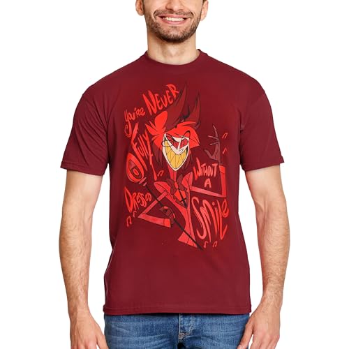 Elbenwald Alastor T-Shirt mit Charakter Frontprint für Hazbin Hotel Fans - Herren Damen Unisex - Baumwolle - Rot - M von Elbenwald