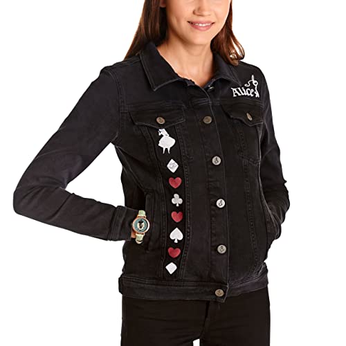 Elbenwald Alice im Wunderland - Jeansjacke Damen schwarz - S von Elbenwald