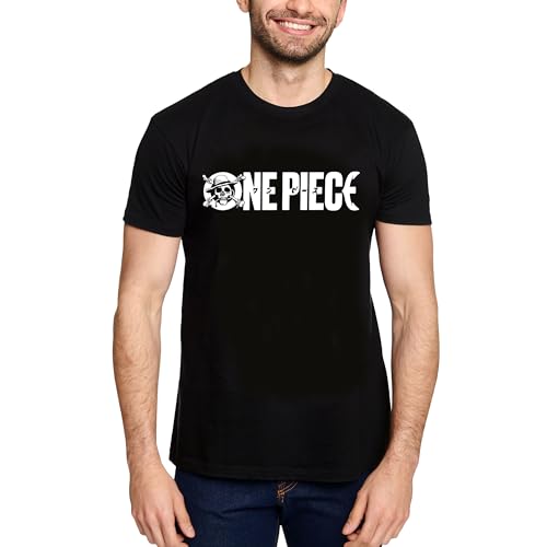 Elbenwald Anime T-Shirt mit Serien Logo Motiv für One Piece Fans - Herren Damen Unisex Baumwolle Schwarz - L von Elbenwald
