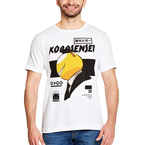 Elbenwald Assassination Classroom T-Shirt mit Koro-Sensei Motiv für Anime Fans Herren Damen Unisex Baumwolle weiß - S von Elbenwald