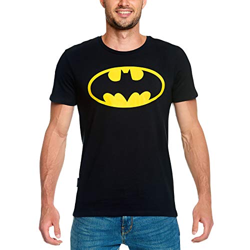 Elbenwald Batman T-Shirt Retro Logo Symbol Frontprint Baumwolle Herren Damen schwarz - L von Elbenwald