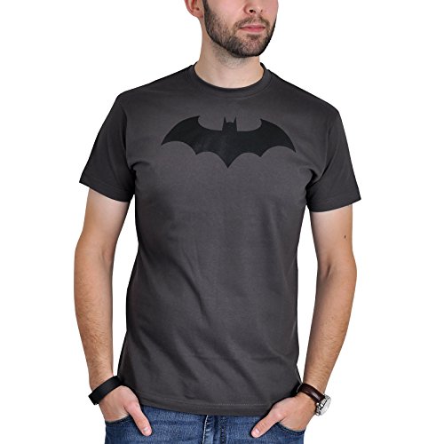 Elbenwald Batman T-Shirt mit Bat-Symbol Logo Frontprint für Herren grau - L von Elbenwald