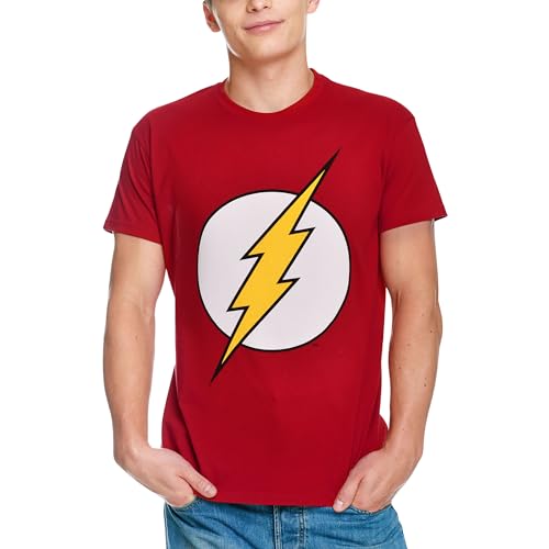 Elbenwald DC Comics T-Shirt mit Flash Logo Motiv für Herren Damen Unisex Baumwolle Rot - M von Elbenwald