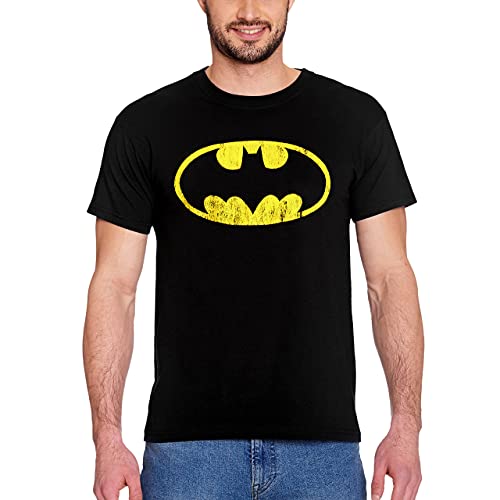 Elbenwald DC T-Shirt Batman Logo Frontprint Distressed Look für Herren schwarz - XXXL von Elbenwald