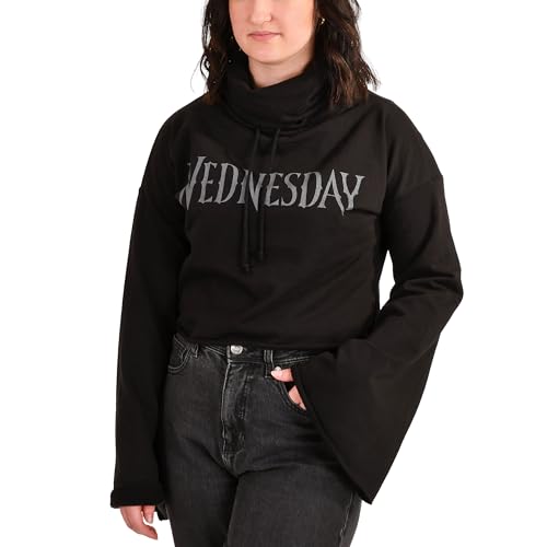 Elbenwald Damen Crop Sweater Toxic für Wednesday Fans - Cropped Pullover - Baumwolle - Schwarz - XL von Elbenwald