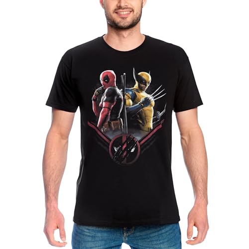 Elbenwald Deadpool Shirt mit Wolverine Double Trouble Design für Herren Damen Unisex Baumwolle Schwarz - XL von Elbenwald