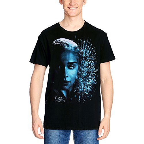 Elbenwald Game of Thrones T-Shirt Daenerys Targaryen Winter is Here eisblauer Frontprint für Herren schwarz - S von Elbenwald