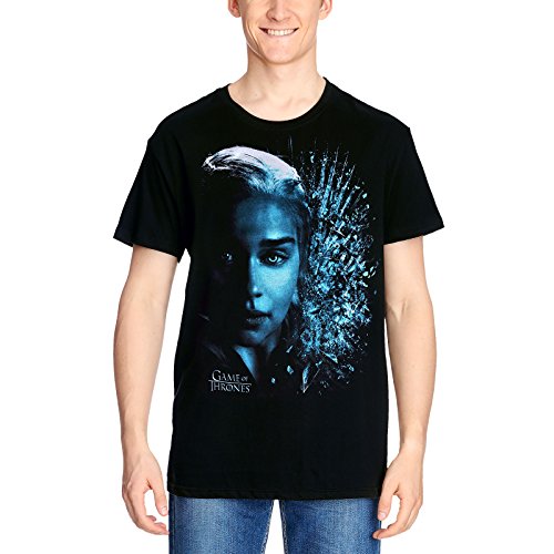 Elbenwald Game of Thrones T-Shirt Jon Snow Winter is Here eisblauer Frontprint für Herren schwarz - M von Elbenwald
