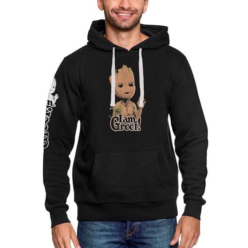 Elbenwald Guardians of The Galaxy Hoodie mit I Am Groot Motiv für Herren Damen Unisex Baumwolle Schwarz - L von Elbenwald