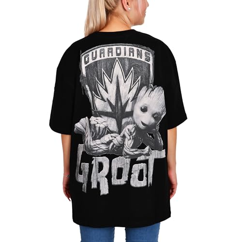 Elbenwald Guardians of The Galaxy Oversize T-Shirt mit Groot Motiv für Herren Damen Unisex Baumwolle schwarz - XL von Elbenwald