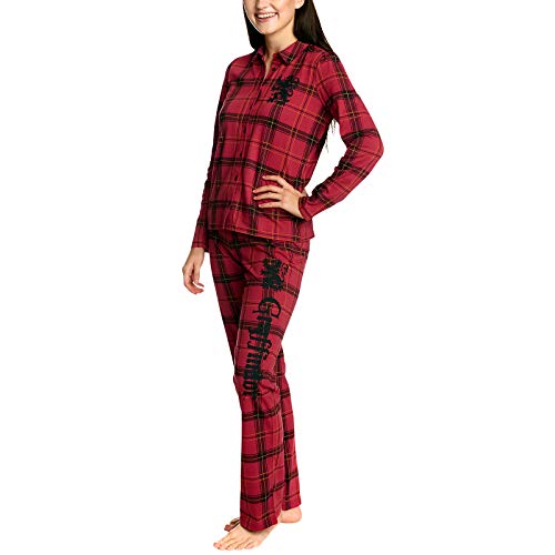 Elbenwald Harry Potter Pyjama 2-Teilig lang im Gryffindor Look mit Caro Muster für Damen rot - S von Elbenwald