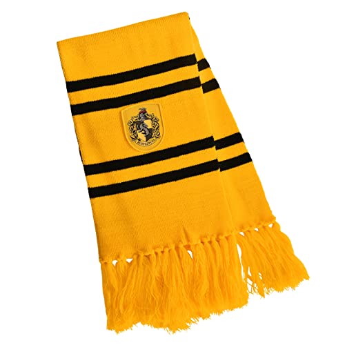 Elbenwald Harry Potter Schal Hufflepuff Hausfarben mit Wappen Patch und Fransen 24 x 170 cm gelb schwarz von Elbenwald