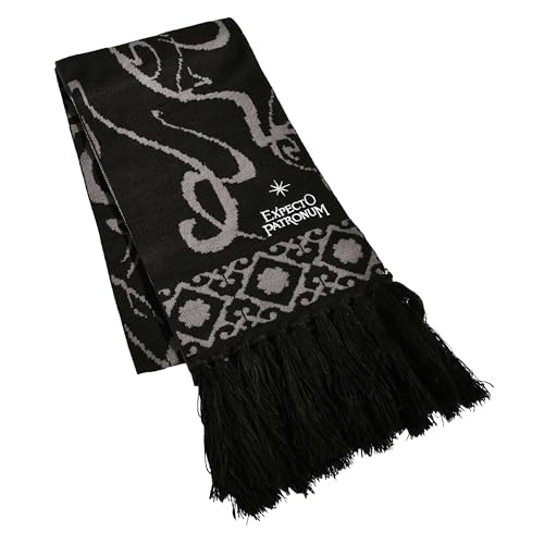 Elbenwald Harry Potter Schal mit Expecto Patronum Motiv für Herren Damen Unisex 168 x 22 cm schwarz von Elbenwald