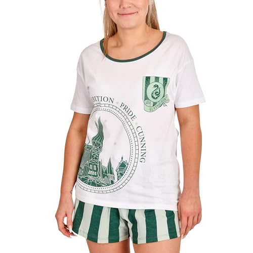 Elbenwald Harry Potter Schlafanzug - kurzer Pyjama im Slytherin Design für Damen aus Baumwolle - XL von Elbenwald