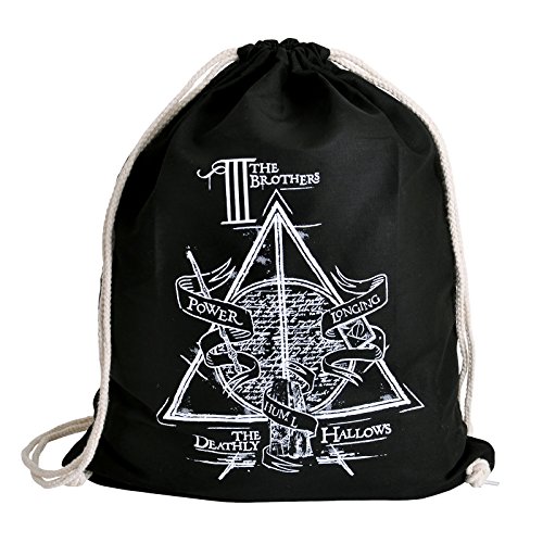 Elbenwald Harry Potter Sportbag Die DREI Brüder/Heiligtümer des Todes Motiv Baumwolle schwarz von Elbenwald