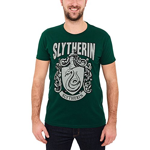 Elbenwald Harry Potter T-Shirt mit Hogwarts Hauswappen Slytherin Frontprint für Herren grün - XXL von Elbenwald