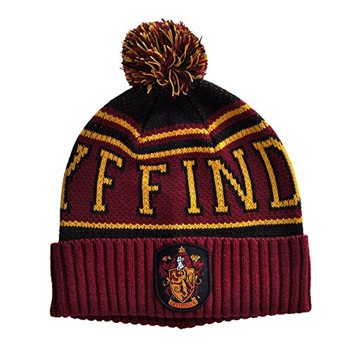 Elbenwald Harry Potter Wintermütze im Gryffindor Hauswappen Design mit Bommel Einheitsgröße für Herren Damen Kinder rot schwarz von Elbenwald