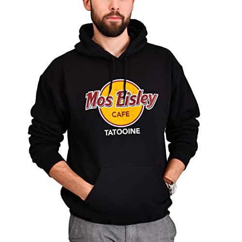 Elbenwald Mos Eisley Cafe Hoodie Frontprint für Star Wars Fans Herren Damen Baumwolle schwarz - M von Elbenwald