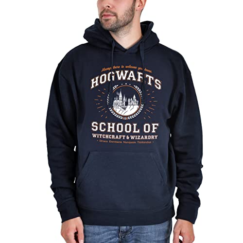 Elbenwald Hoodie mit Hogwarts School Frontprint für Harry Potter Fans Herren Damen blau - S von Elbenwald