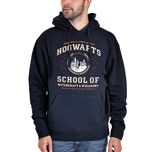 Elbenwald Hoodie mit Hogwarts School Frontprint für Harry Potter Fans Herren Damen blau - XL von Elbenwald