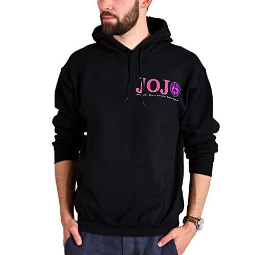 Elbenwald JoJo's Bizarre Adventure Hoodie mit Giorno und Bruno Frontprint für Herren Damen Unisex schwarz S von Elbenwald