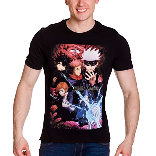 Elbenwald Jujutsu Kaisen T-Shirt mit Group Frontprint für Herren Damen Unisex schwarz - S von Elbenwald