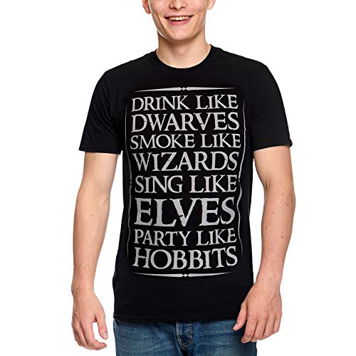 Elbenwald Mittelerde Party Herren T-Shirt für Herr der Ringe Fans Baumwolle schwarz - L von Elbenwald