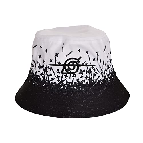 Elbenwald Naruto Bucket Hat mit Anti Konoha Symbol Motiv für Herren Damen Unisex weiß von Elbenwald