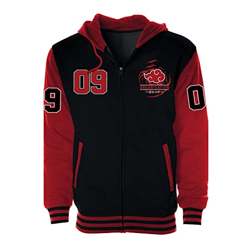 Elbenwald Naruto Kapuzenjacke mit Akatsuki Design für Herren Damen Unisex Baumwolle Mehrfarbig - S von Elbenwald