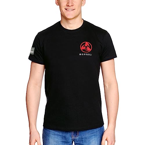 Elbenwald Naruto T-Shirt mit Kakashi Hatake Poster Motiv für Herren Damen Unisex Baumwolle schwarz - L von Elbenwald