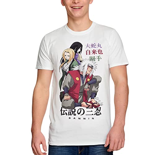 Elbenwald Naruto T-Shirt mit Sannin Crew Motiv für Herren Damen Unisex Baumwolle weiß - L von Elbenwald