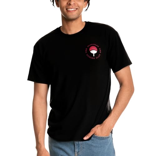 Elbenwald Naruto Uchiha Clan T-Shirt - Exklusives Anime-Motiv auf hochwertiger Baumwolle für Herren Damen Unisex Schwarz - XXL von Elbenwald