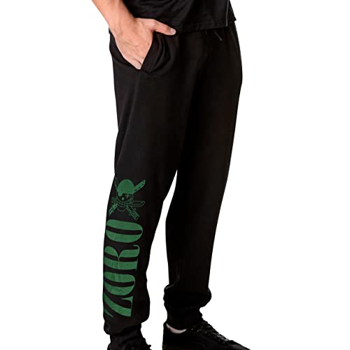 Elbenwald One Pice Sweathose mit Roronoa Zoro Frontprint Jogginghose für Herren und Damen schwarz - M von Elbenwald