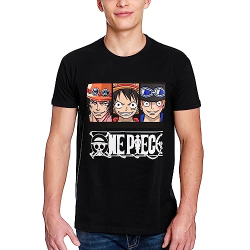 Elbenwald One Piece T-Shirt mit Crew Motiv für Anime Fans Herren Damen Unisex Baumwolle schwarz - XXL von Elbenwald