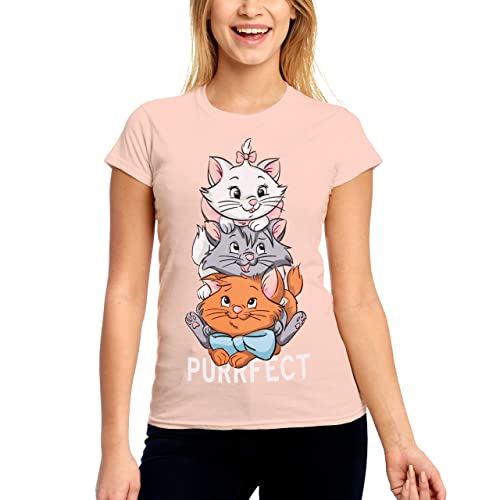 Elbenwald Purrfect Motiv T-Shirts für Fans von Aristocats für Damen Baumwolle rosa - M von Elbenwald