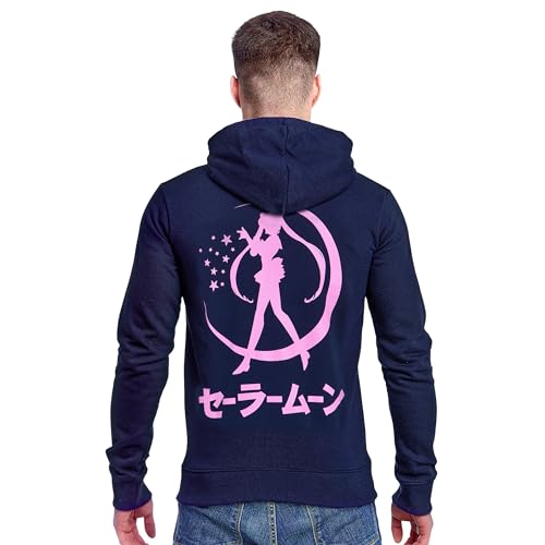 Elbenwald Sailor Moon Hoodie mit Silhouette Motiv für Anime Fans Herren Damen Unisex Baumwolle blau - M von Elbenwald