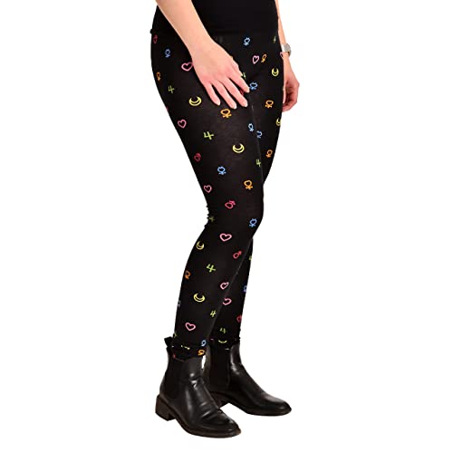 Elbenwald Sailor Moon Leggings mit All-Over Motivprint aus dem Anime für Damen hoher Baumwollanteil schwarz - S von Elbenwald