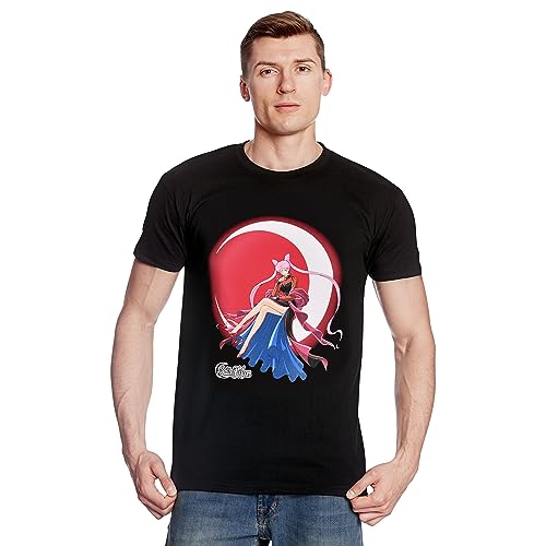 Elbenwald Sailor Moon T-Shirt mit Bright Moon Motiv für Anime Fans Herren Damen Unisex Baumwolle schwarz - XL von Elbenwald