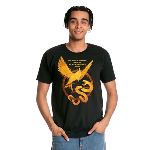 Elbenwald Songbird and Snake T-Shirt mit Hunger Games Frontprint - Herren Damen Unisex - für Tribute von Panem Fans - Schwarz - M von Elbenwald