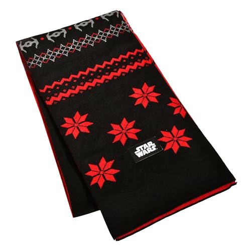 Elbenwald Star Wars Schal - Norweger-Design mit Ikonischen Symbolen Maße 174 x 23,5 cm für Herren Damen Unisex in Schwarz Rot von Elbenwald