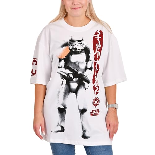 Elbenwald Star Wars Stormtrooper Oversized T-Shirt - Exklusiver Empire Frontprint auf hochwertiger Baumwolle für Herren Damen Unisex Weiß - L von Elbenwald