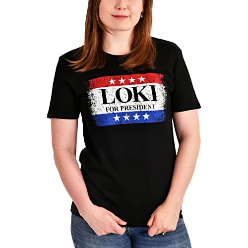 Elbenwald T-Shirt for President Frontprint Loki Fans Baumwolle Damen Herren schwarz - L von Elbenwald