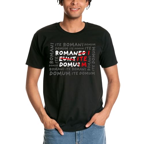 Elbenwald T-Shirt für Monty Python Fans mit Romani ITE Domum Design für Herren Damen Unisex Baumwolle Schwarz - XXL von Elbenwald