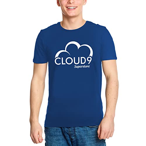 Elbenwald T-Shirt mit Cloud 9 Frontprint für Superstore Fans Herren Damen Baumwolle blau - L von Elbenwald