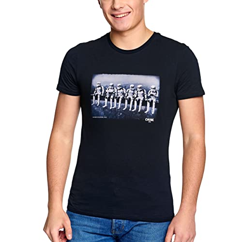 Elbenwald T-Shirt mit Empire Building Chunk Frontprint für Star Wars Fans Damen Herren Baumwolle blau - XL von Elbenwald