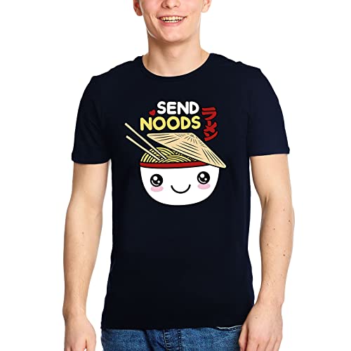 Elbenwald T-Shirt mit großem Send Noods Ramen Frontprint für Anime Fans Herren Damen Unisex Baumwolle blau - L von Elbenwald