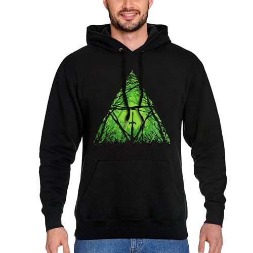 Elbenwald The Legend of Zelda Hoodie mit Masterschwert im Wald Motiv Print für Herren Damen Unisex Baumwolle Schwarz Grün - L von Elbenwald