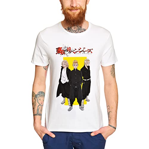 Elbenwald Tokyo Revengers T-Shirt mit Yellow Square Logo Frontprint für Herren Damen Unisex weiß - S von Elbenwald