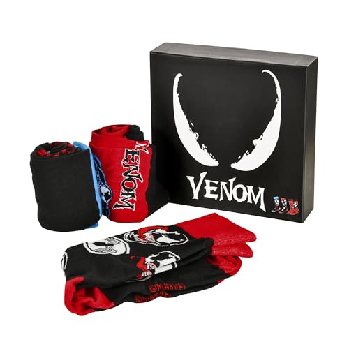 Elbenwald Venom Socken 3er Set für Herren Damen Unisex aus Baumwolle in Geschenkbox Schwarz - 40-46 von Elbenwald