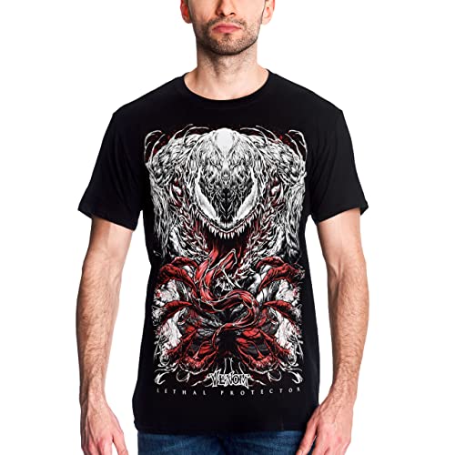 Elbenwald Venom T-Shirt Black White & Blood Motiv Frontprint Marvel Damen Herren Baumwolle schwarz - XXL von Elbenwald